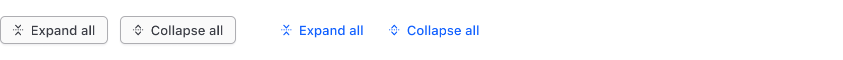 Secondary & tertiary button examples used for “Expand all” and “Collapse all” functionality